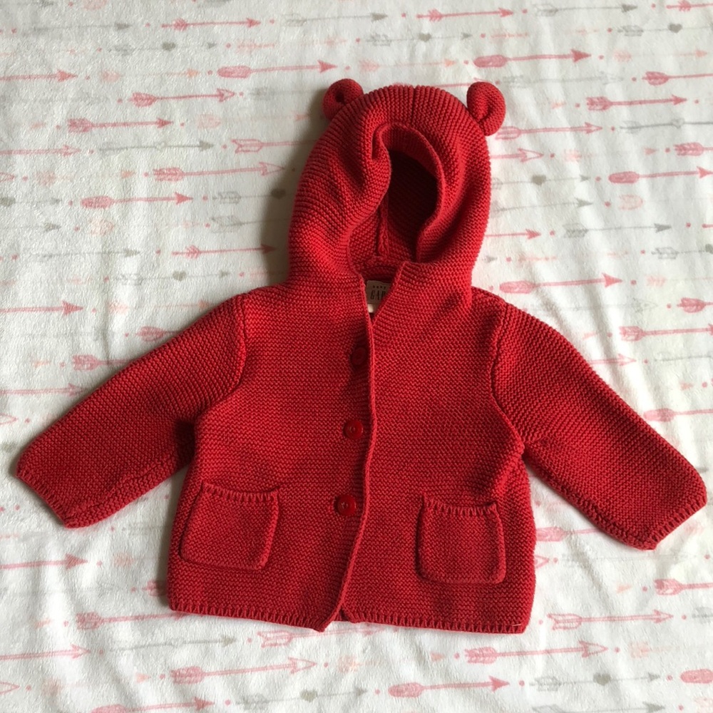 Baby Gap Bear Garter Hooded Sweater-worn once!!
